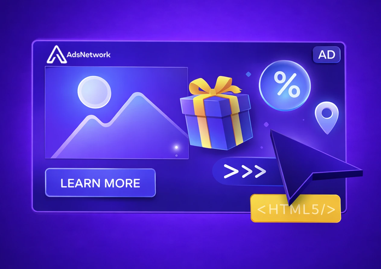 Display banner ad format preview showing standard IAB sizes