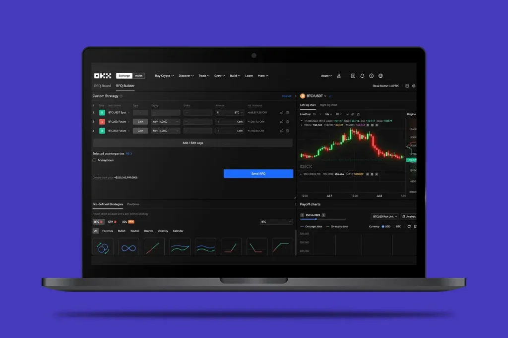 Online trading platform case study dashboard on laptop